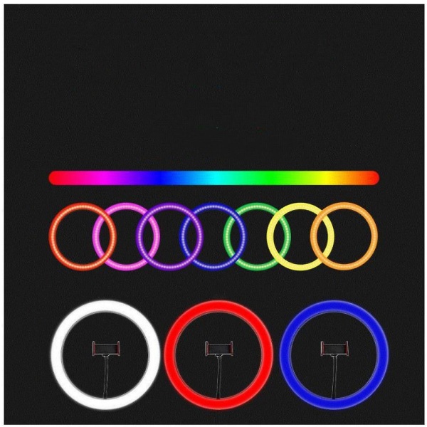10 tommers fylllyssett Rgb-lys bordstativ Selfie-ringlys Led syv farger skjønnhetsfyllingslys (FMY)