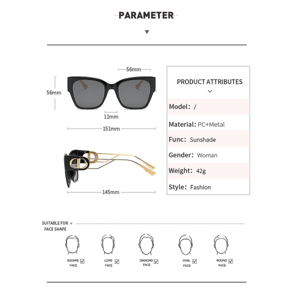 Wekity Quare overdimensjonerte solbriller for kvinner Menn Flat Top Fashion Shades (FMY)