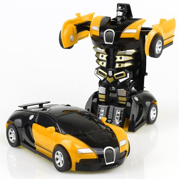 2 i 1 Deformationsrobot Bilmodel Plastik Mini Transformationsrobotter Legetøj til Drenge Et Trin Impact Køretøjer Bil Børnelegetøj (FMY) Yellow