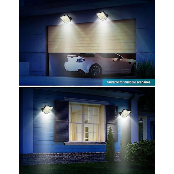 Aurinkovalot ulkokäyttöön 106 LED-valolla ja liiketunnistimella, puutarhaan 5 metrin kaapelilla (FMY)