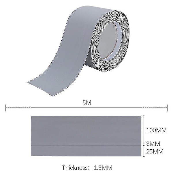 5m Itseliimautuva Sokelikoristeen Seinärajatarra (FMY) Light Grey 100 x 25 x 1.5 mm