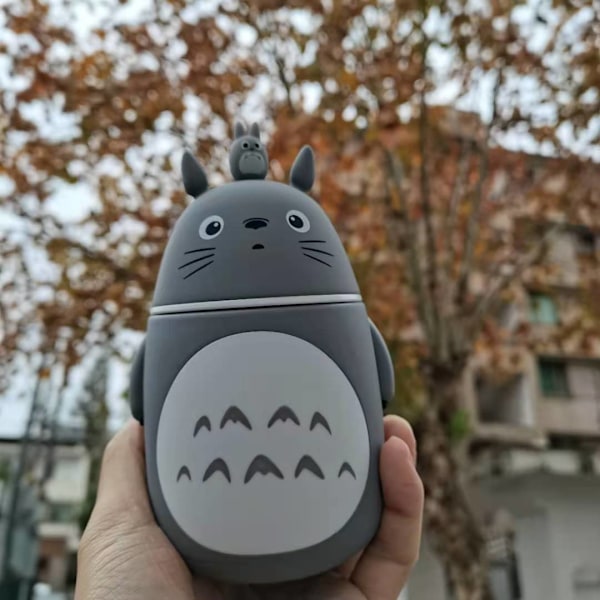 248 ml Termosflaska i Rostfritt Stål med Totoro-Motiv, Bärbar Anime Termoskopp och Mugg, Vakuumflaska (FMY) Grey daimeng