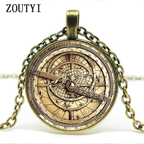 2018/ hot salg, steampunk gravitasjonsfoss mysterie Bill retro klokke sjarm glass konkav rund anheng halskjede smykker(FMY) Silver