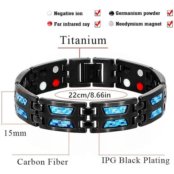 Fjärrinfraröd Jon Magnetiskt Armband Magnetiska Band för Män Armband Längd Justerbar (FMY)