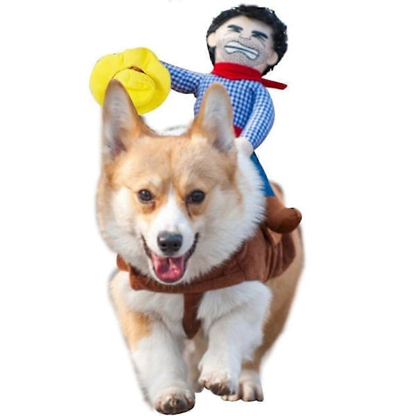 Pet Ideas Rolig Hästryttare Cowboy Kläder Roliga Husdjurskläder Hundkläder (FMY) s