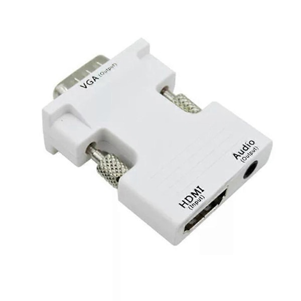 1080P HDMI-yhteensopiva naaras VGA uros -muunninadapteri audiokaapelilla PC HDTV:lle (FMY) White