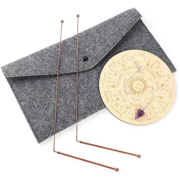 Kobber Spådomsstenger Spirituell og Divinerende Pendelbrett Matte Kit for Vannfinning, Energihealing (FMY) As Shown
