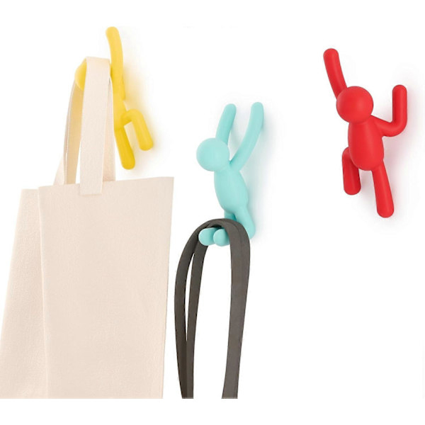 318165-022 Buddy Væghængte Krog  Dekorative Væghængte Frakkekroge, Sæt af 3, Lyse Multifarvede, 25,4 cm L x 19,1 cm B x 7,6 cm H Assorterede  (FMY)