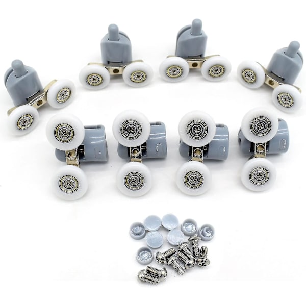 8 Pakke Dobbel Dusjdør Ruller 23mm Diameter Baderom Erstatningsdeler  (FMY)