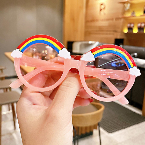Barnsolglasögon Söta tecknade regnbåge Baby Pojkar och flickor Personlighet Solglasögon---rosa (FMY)