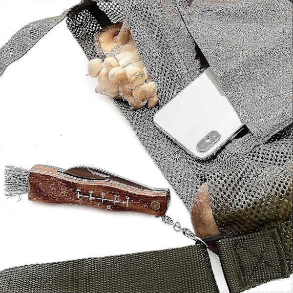 Soppjakt Foraging Bag, Mesh Pouch Innhøstingspose Sammenleggbar Fruktinnsamling Plukk Soppkurv-Yvan  (FMY) Khaki