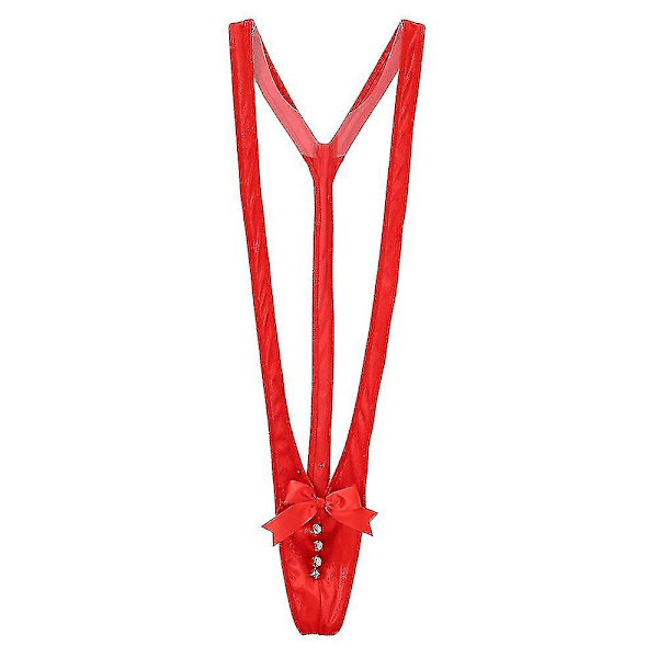 Jultomte Män Novelty Sexy V-formad Snögubbe Rensa Mankini Kalsonger T-backs Suspender En Delig Underkläder - (FMY) Red