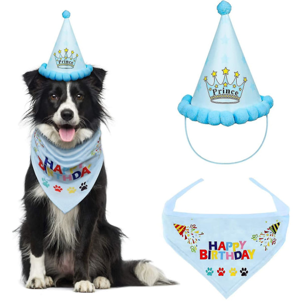 Hundefødselsdagsbandana, trekantet tørklæde med festhat