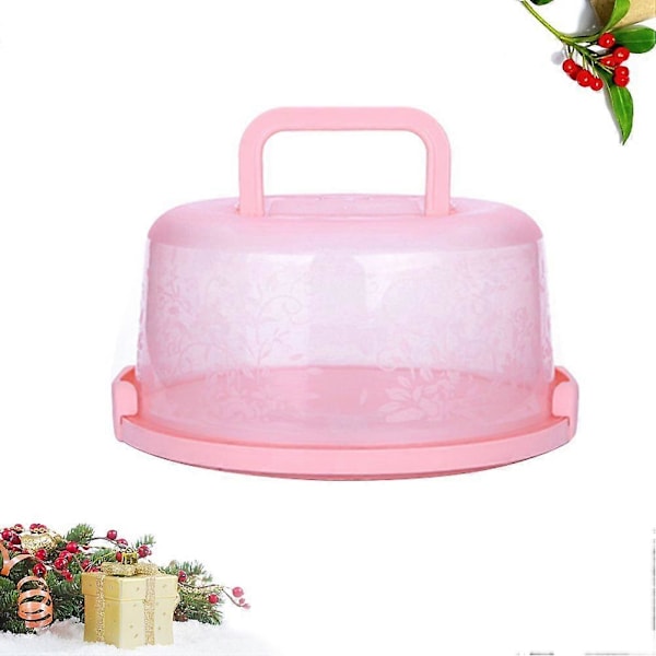Portabel Handhållen Tårtbox Matförvaringslåda Fräschhållningsbehållare med Lock och Handtag för Kylskåp (Rosa) (FMY) Pink 26x22x12.5cm