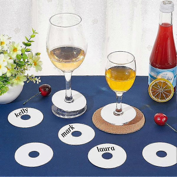 150 st Vin Glas Märken, Pappersvin Glasmarkeringar, Tomma Vin Glas Charm 70mm Runda Bruna/Vita Cocktail Champagne Tag Identif  (FMY)