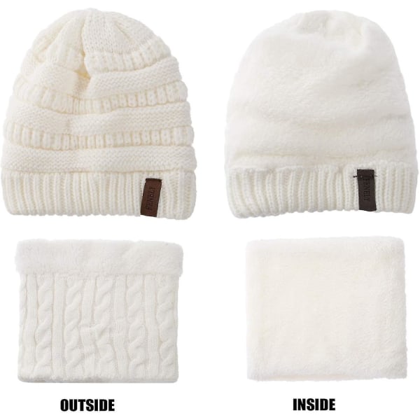 3stk børne vinter hue hat tørklæde handsker sæt til 2-5 år gamle drenge piger, strik tyk varme fleece forede termiske sæt (FMY)