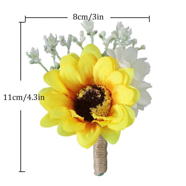 Solros Bröllopskorsage och Handledsblomma Set - 1 Korsage & 1 Handledsblomma (FMY)