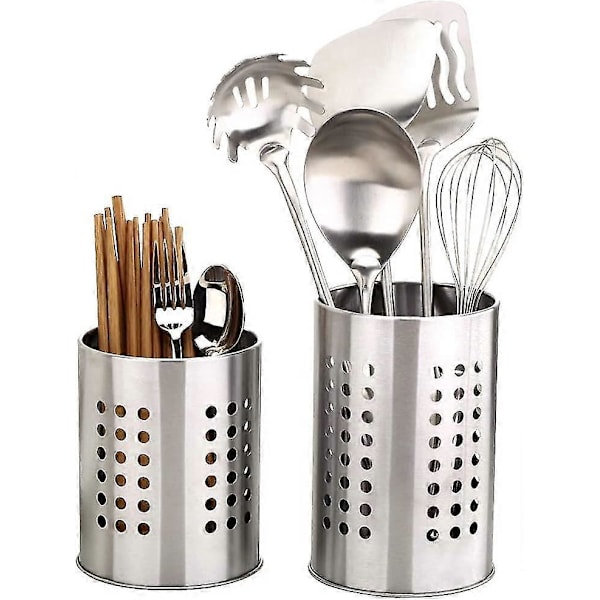 2 stk. Køkken Rustfrit Stål Køkkenredskabs Holder, Rustfrit Stål Anti-rust Stor Køkkenredskaber (FMY)