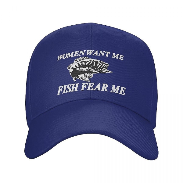 Punk Women Want Me Fish Fear Me Baseball Cap Mænd Kvinder Justerbar Fiskeri Fisker Trucker Hat Sport (FMY) Blue