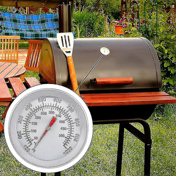 Barbecue Termometer i Rustfrit Stål - 500°C/1000°F Analogt Ovntermometer til Pizzaovne, Griller & Brændefyret Madlavning_DP (FMY)