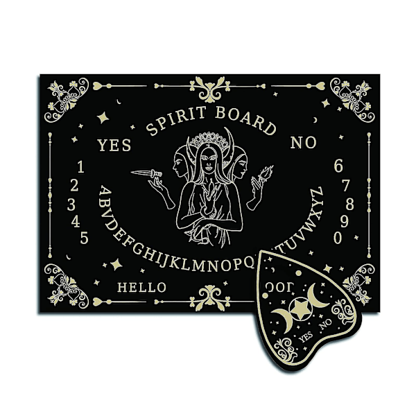 Farfi Ouija-brett med snakkende planchette - Lås opp mystisk veiledning - Miljøvennlig - Enkel å bruke - Allsidig gave - Ouija-brett (FMY) Black