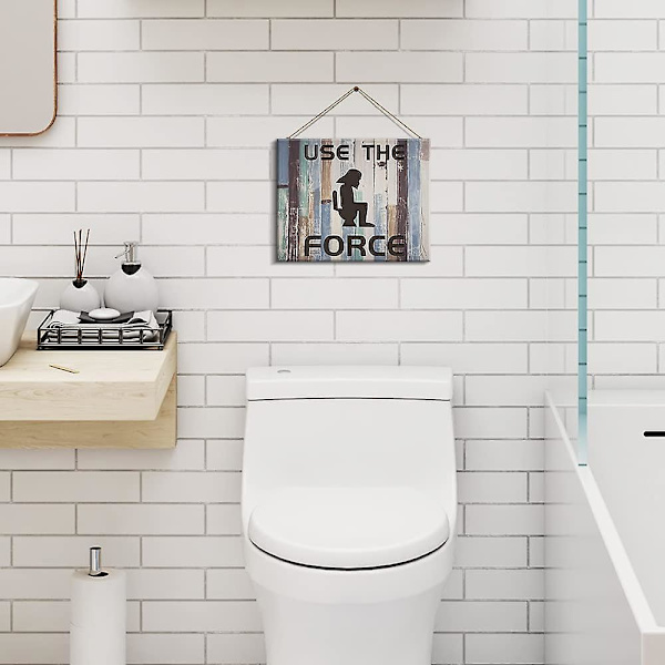 Brug Kraften Badeværelsesskilt i Træ, Sjove Toilet Skilte Væghængende Plade Dekorativ, Rustik Landhus Væghængende Dekoration Til Toilet (multi)  (FMY) Multi Standard
