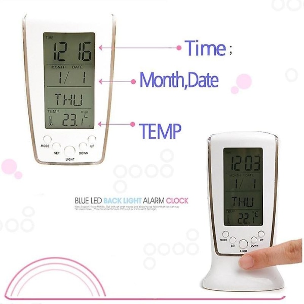 Led digital klocka Elektronisk väckarklocka Hembord Skrivbordsklocka med termometer snooze-funktion (FMY)