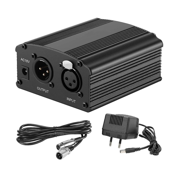 48v Phantom Power Bm 800 Mikrofonforsyning Med Adapter Xlr Lydkabel Til Enhver Musikk Opptak (FMY) Black