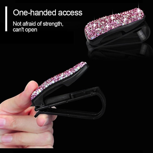 Blingbling Kvinder Rhinestone Solskærm Briller Fastener Clip Solbriller Brilleholder Bærbar Clip Auto Car Ornament (FMY)