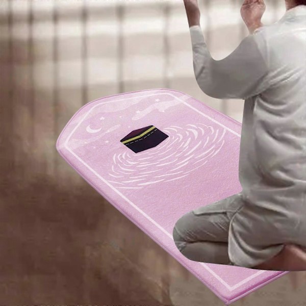 Rukousmatto Rukoileva Matto Polyesteri Koristeellinen Palvonta Polvistusmatto Paksu Lattiamatto Pehmeä Rukousmatto Islamilainen Muslimi Rukousmatto (FMY) Pink 50cmx90cm