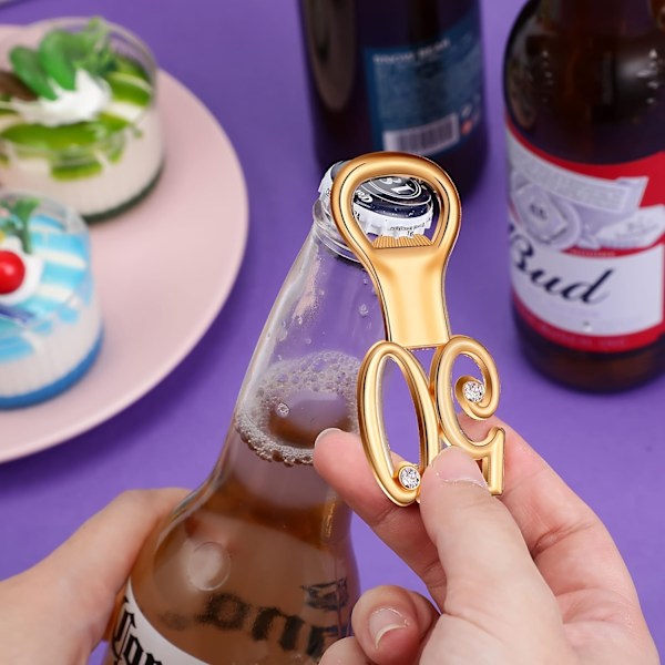 12-pack Gyllene 50-årsfestpresenter med strass, perfekt för gäster, personliga flasköppnare, bulkminnen jul G  (FMY) Golden