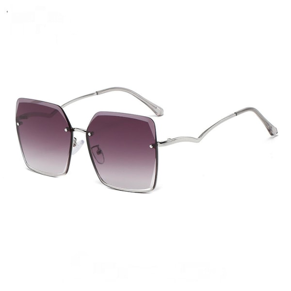 Mode damer med båge, solglasögon UV-skydd Solglasögon med stor båge --- silver båge Double Coffee (FMY)