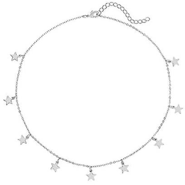 Stjärnhalsband för kvinnor tjejer Star Choker halsband Justerbart (silver) (FMY)