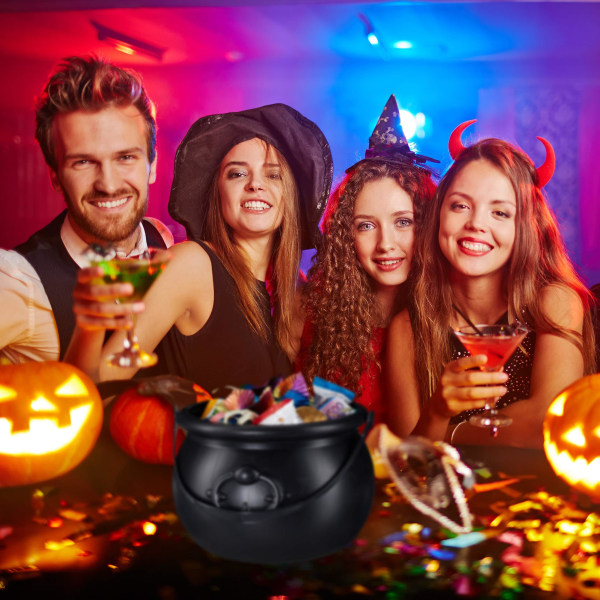 2st Black Kessel Witch Cauldron, Sötsakshink, Halloween-kostymtillbehör, Dekoration, Plast, H X D:13 X 19 Cm, Pojke, Flickor (FMY)