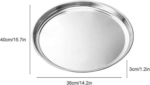 Rustfrit Stål Pizza Pan, 2 stk Runde Pizza Bakke Pizza Bageplade Pizza Bagepande, 15 tommer (Sølv)  (FMY)