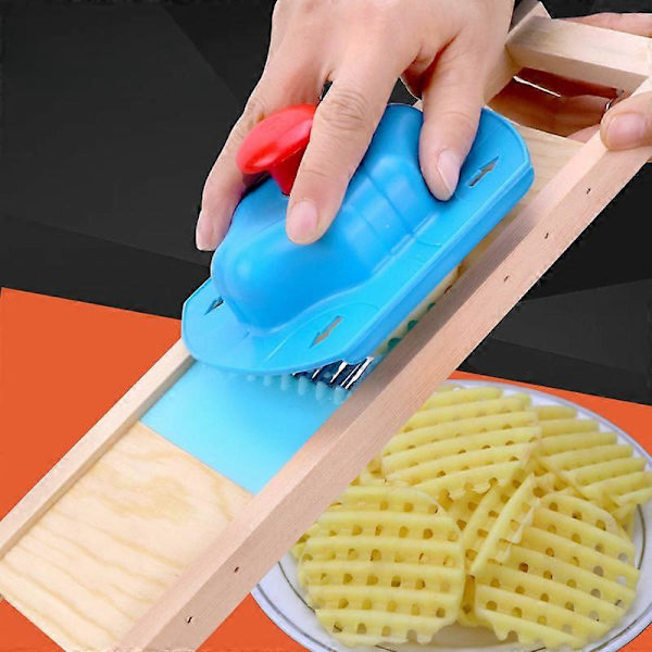 2 st, Potatisgaller Maker och Handske, Rostfritt Stål Vågig Hackare, Potatis Skärare, Rostfritt Stål Grönsaks Hackare, Multifunktionell (FMY) Blue 2pcs