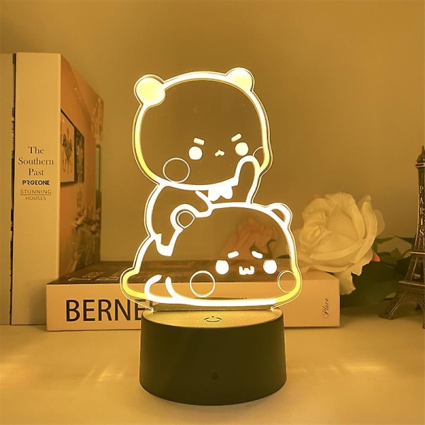Bubu Dudu Panda-karhuhahmot leluja LED-valoilla, väri vaihtuu, kirkas teline, kotiin, koristeluun, juhliin (FMY) Black 7 color