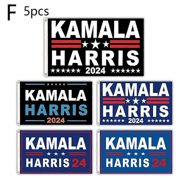 Kamala Harris 2024 -lippu 3x5 jalkaa, Harris presidentinvaaleihin -lippu messinkisilmukoilla (FMY) 5pcs