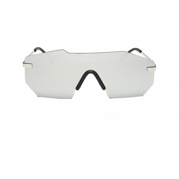 Oversized Mirrored Frameless Lens One Piece Sunglasses For Women Men (FMY)