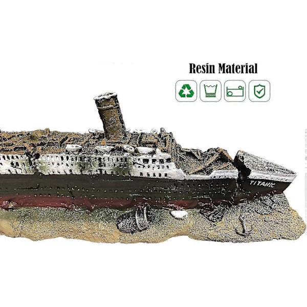 Akvarium Titanic skipsvrak dekorasjoner - harpiks materiale skip dekorasjoner, akvarium skipsvrak dekorasjoner, akvarium miljøvennlig de (FMY)