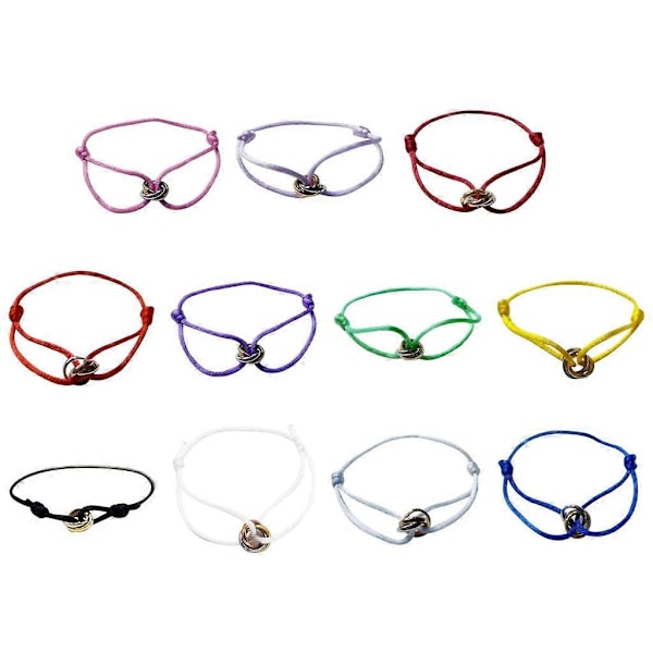 Flettet Reb Armbånd med Metal Spænde Ringe Justerbar Par Armbånd  (FMY) Blue