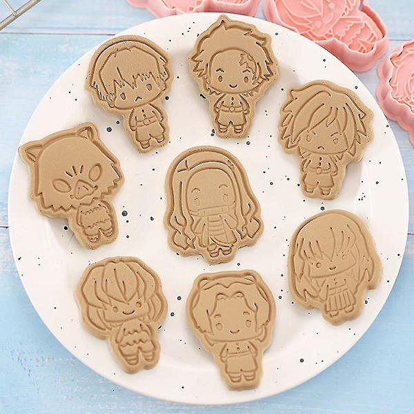 8 stk. Cartoon Demon Slayer Biscuits Cutter Moulds Set Cookies Molds Anime Bageværktøj  (FMY)