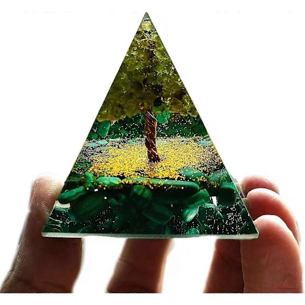 Livets Träd Orgonitpyramid för Positiv Energi Kristallhealing Orgonpyramid Kollektion Meditation Attraherar Välstånd Verktyg (grön)  (FMY)