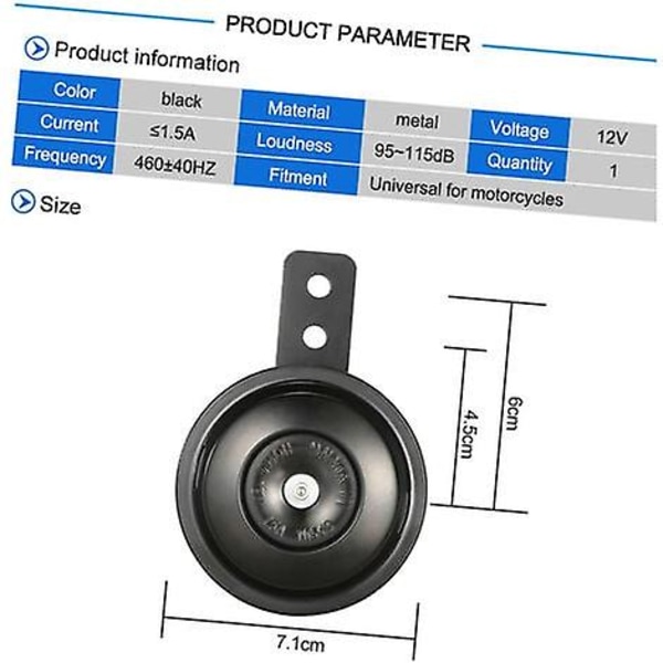 Mini 71mm Superhög Metall Elektrisk Signalhorn Vattentät 12v 105db Universell För Motorcykel (FMY)