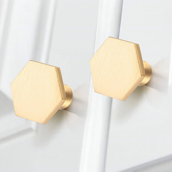 Ovien nupit, messinkiset kaapin nupit, kultaiset huonekalunupit, lipaston laatikon nupit, kuusikulmainen yksireikäinen kahva keittiöön, toimistoon (22 * 18 mm)  (FMY)