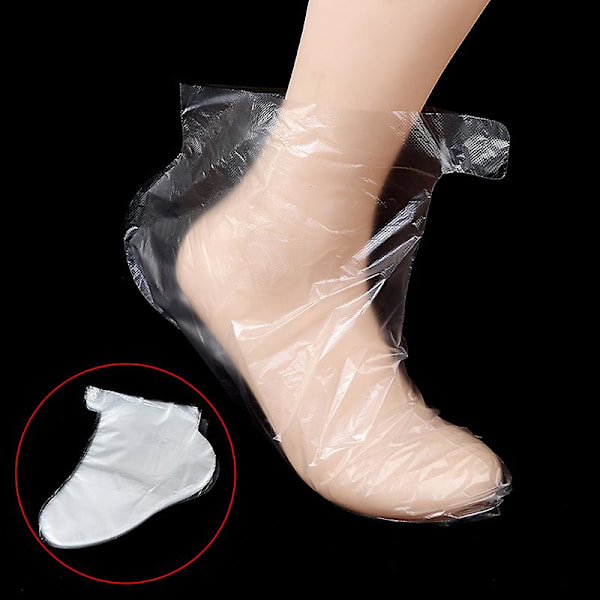100 st transparenta engångsbadkar plastfoder fotpedikyr spa vaxöverdrag väska strumpa (FMY) White