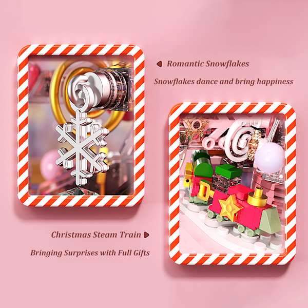 675 osaa Pink Building Block Crystal Joulukuusi, söpöillä poroilla ja teddykarhulla - täydellinen uusivuosilahja (FMY) Christmas Gift
