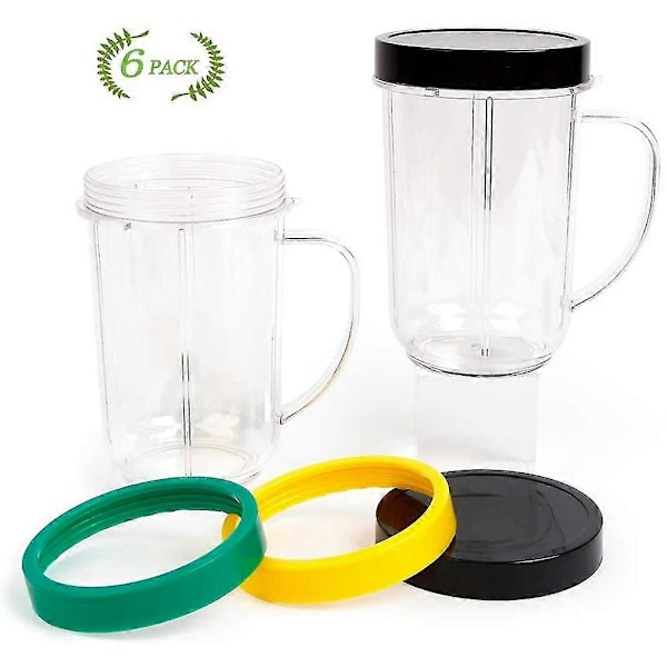16oz Erstatningskopper til 250w Mb Blender Mb1001, Inkluderer 16oz Kruskopper med Håndtag, Hold Frisk Låg (FMY)