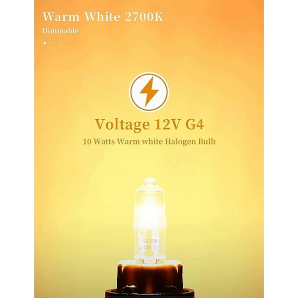 10 st G4 Halogenlampor 10W 12V Klar Kapsel 2-stiftslampa Halogenstiftbas Varmvit Dimbar (FMY)