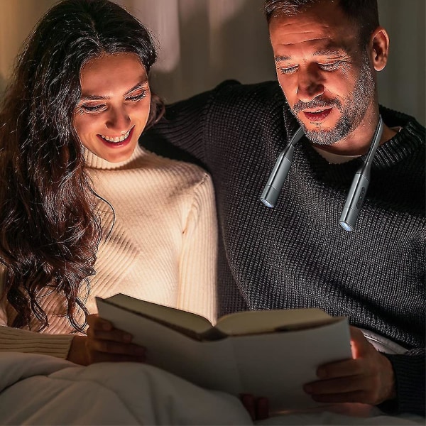 Halslæselys 1100mah fleksibelt led boglys til læsning i sengen om natten, håndfri lys til læsning Løb Camping Striksyning (FMY)
